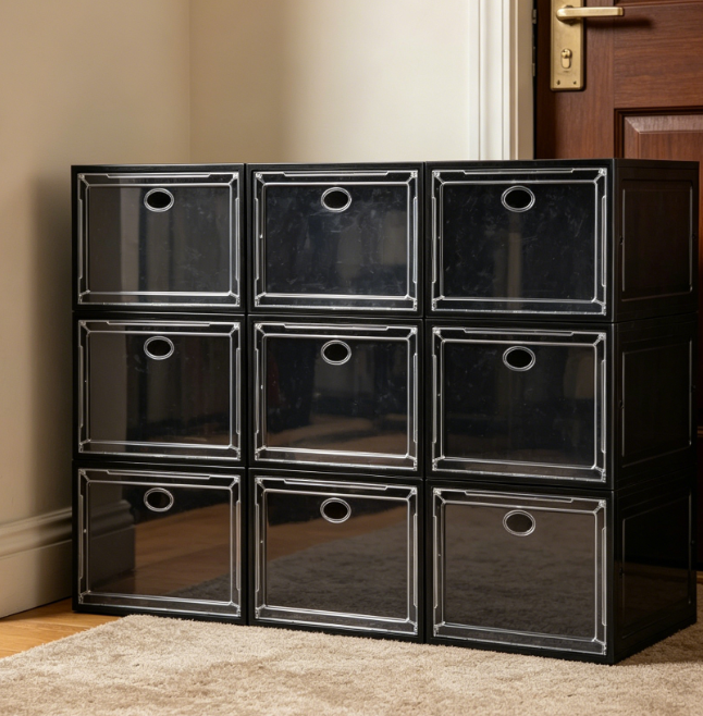 Sturdy Transparent Shoe Storage with Magnetic Door