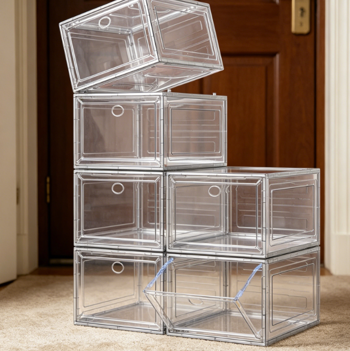 Thickened White Folding Shoe Box with Magnetic Door