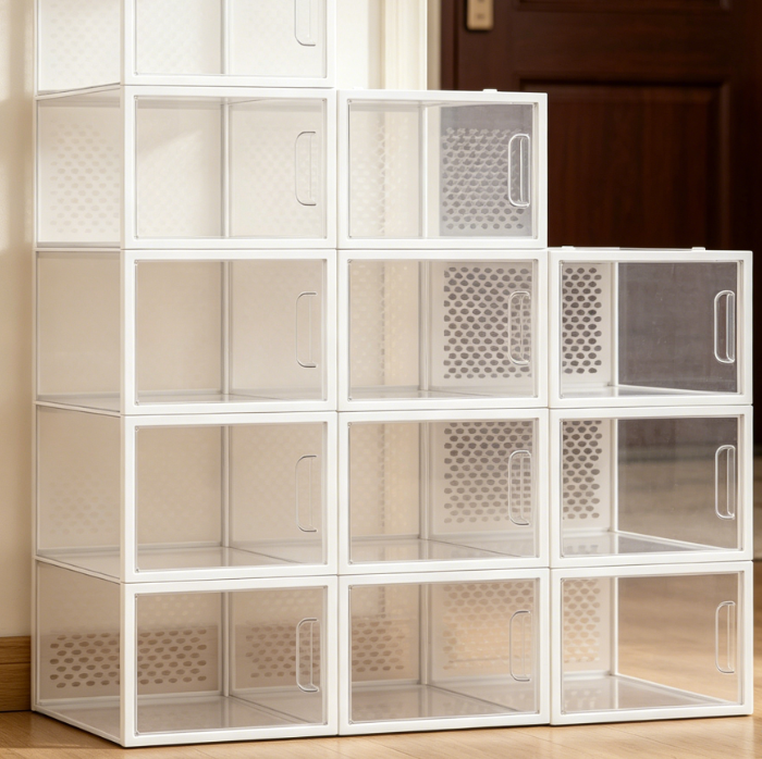 Large, Stackable, Folding Transparent Shoe Box