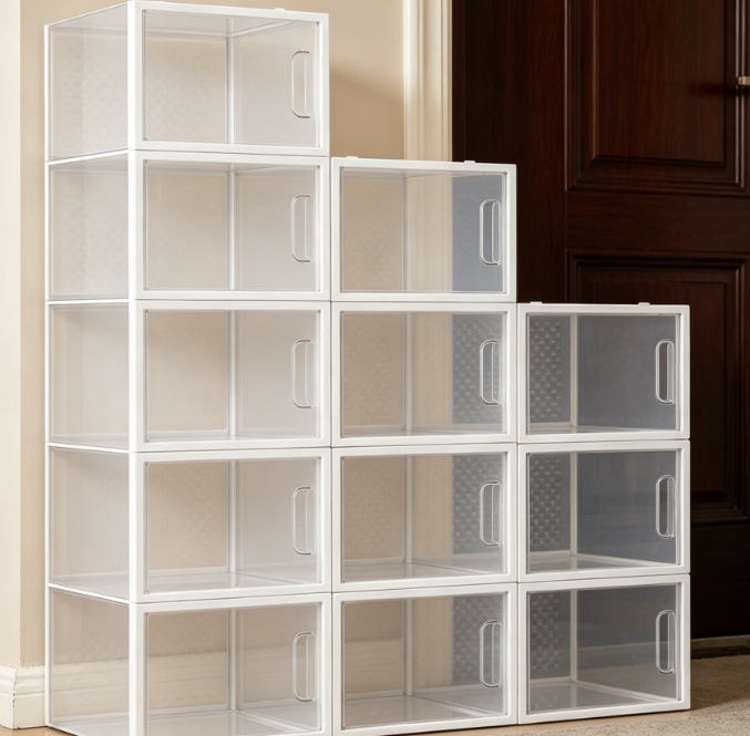 Large, Stackable, Folding Transparent Shoe Box
