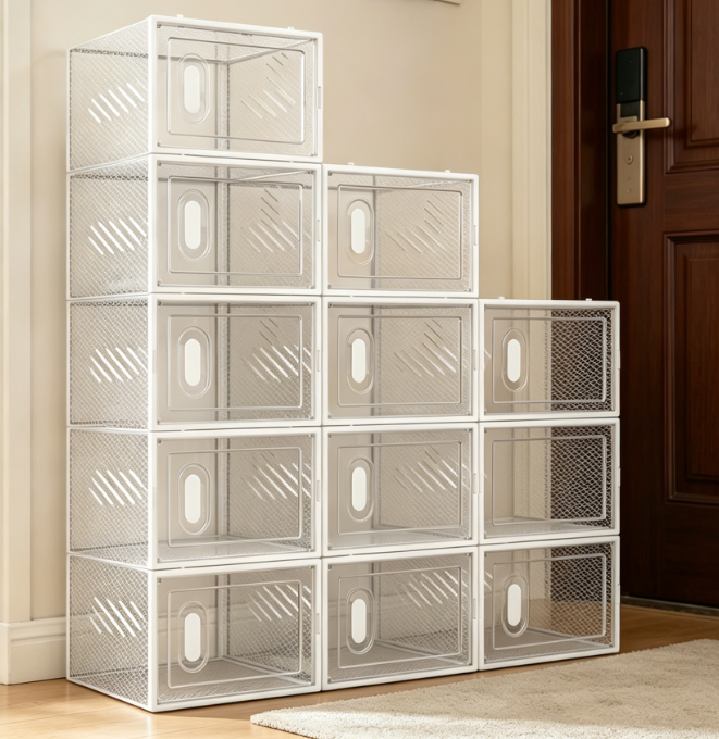 Transparent, Stackable Shoe Box with Lid