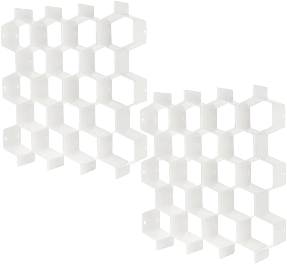 Drawer Divider Organizer 8pcs DIY Plastic Grid Honeycomb Drawer Divider White 2 Pack