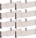 Set of 8 Adjustable Drawer Dividers Organizer Separators Plastic Dresser Organizer for Bedroom, Bathroom, Closet, Office Desk, Kitchen Storage
