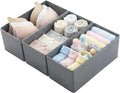 3-Piece Small Foldable Fabric Drawer Organizer Set, 11-inch Breathable Storage Boxes, Suitable for Socks, Underwear, Bras, and Baby Clothes