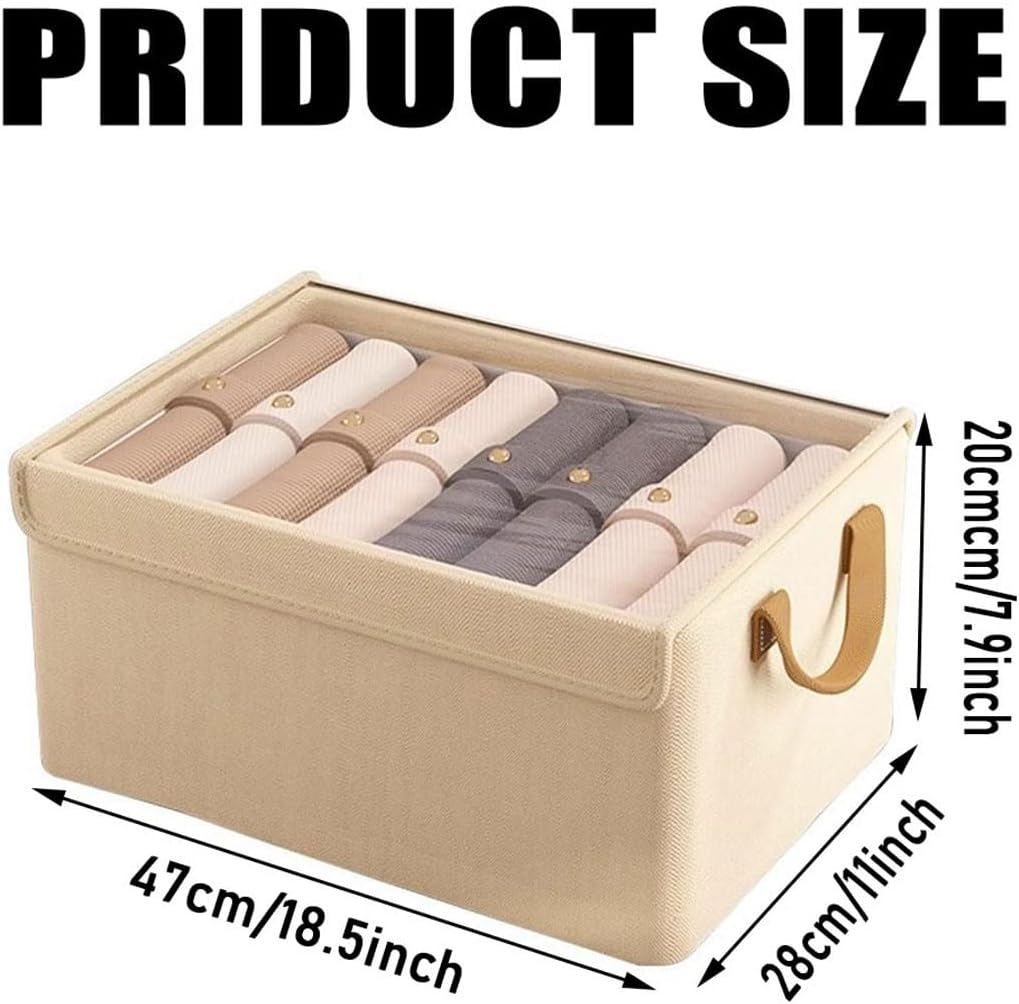 4-Piece Set of Collapsible Storage Boxes with Lids (Beige)