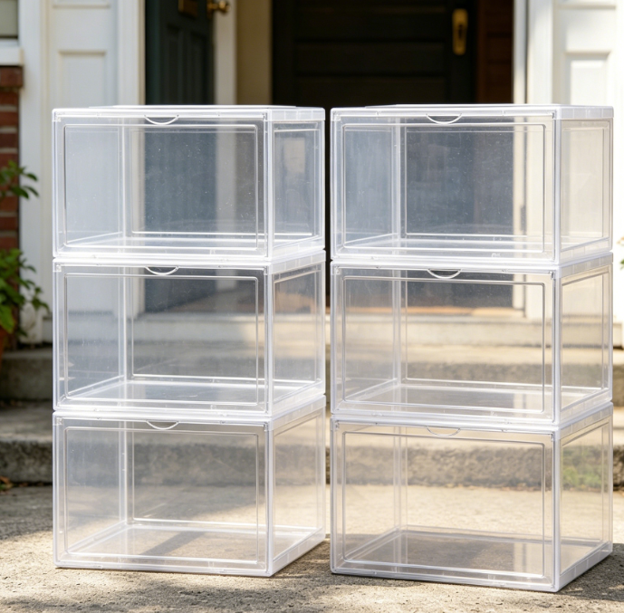 Crystal-Clear, Stackable Shoe Box with Lid