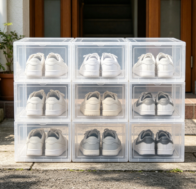 Crystal-Clear, Stackable Shoe Box with Lid