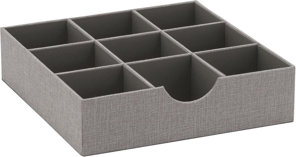 9-Compartment Drawer Organizer, Approx. 30.5cm x 8cm, Suitable for Deep Drawer Clothing Organization