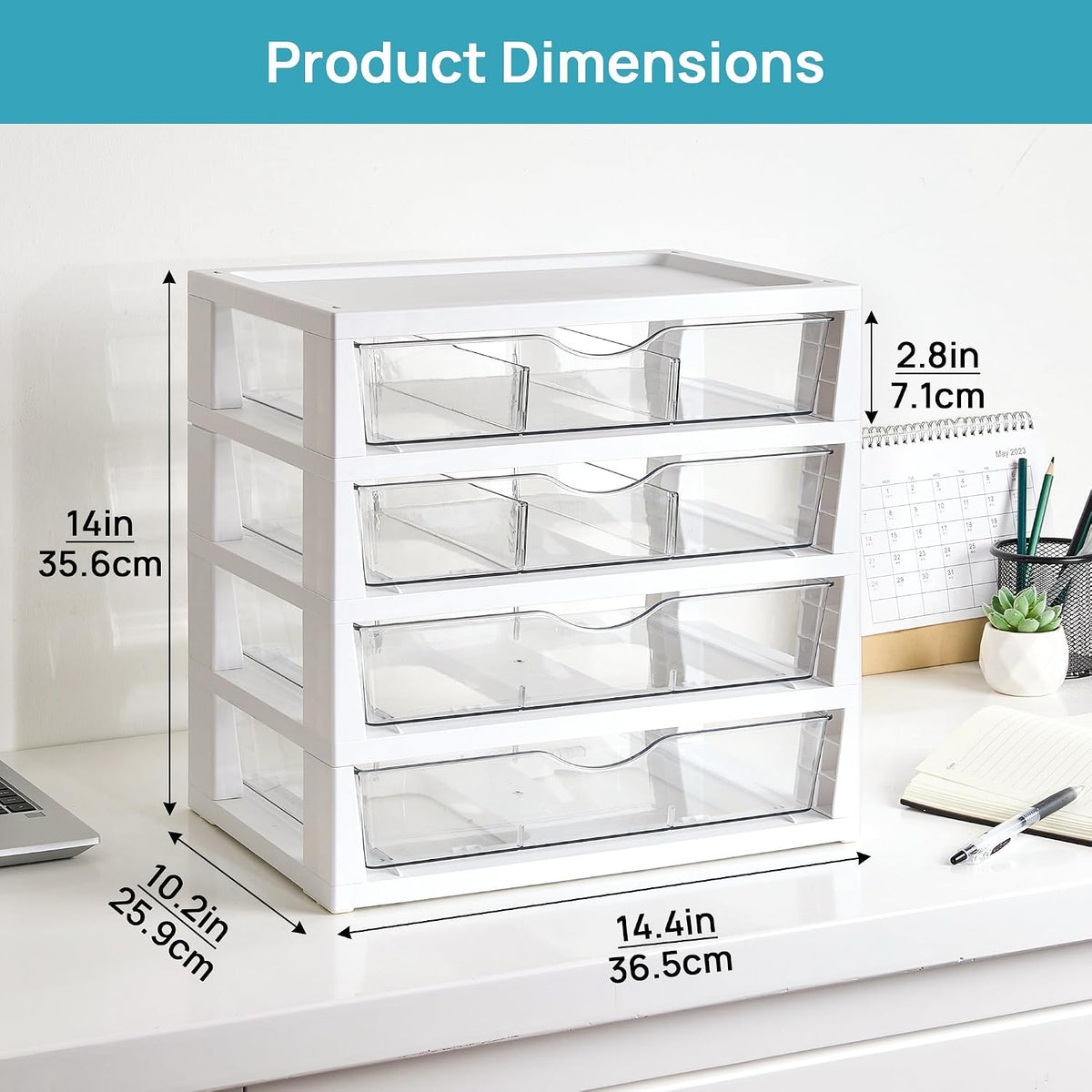 Transparent 4-Drawer Desktop Organizer (with Dividers)