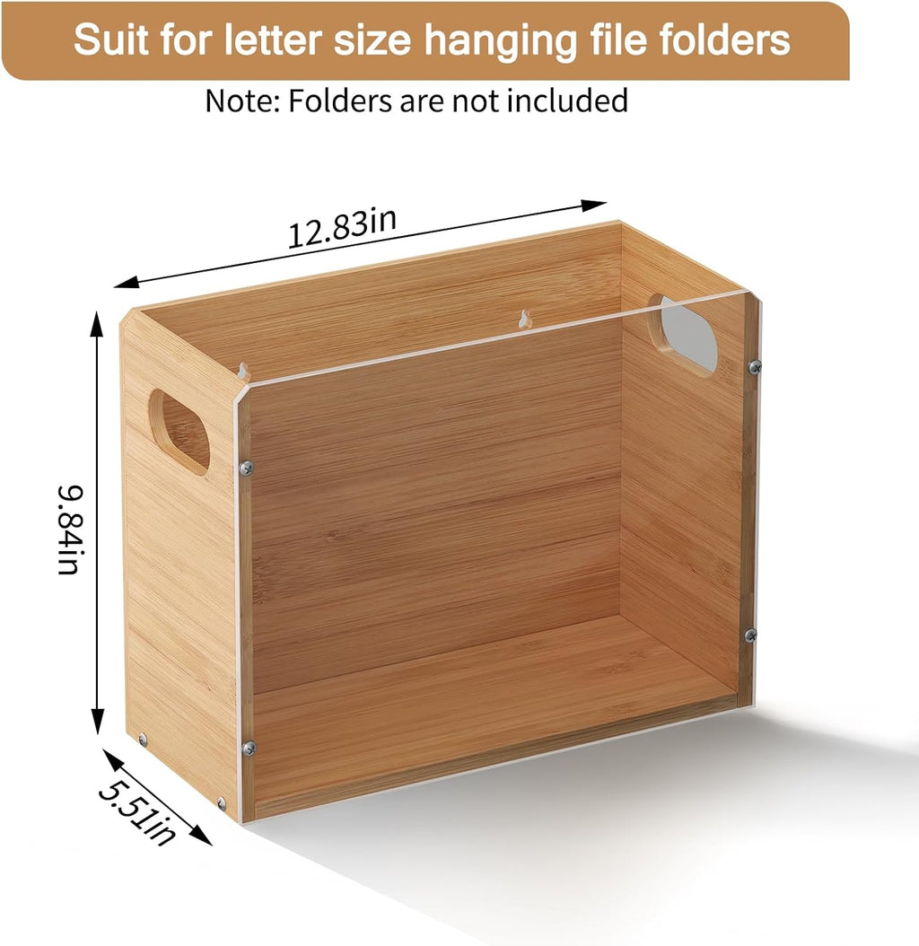 Acrylic Wall-Mounted File Organizer (Includes Bamboo Storage Box, 2-Pack)