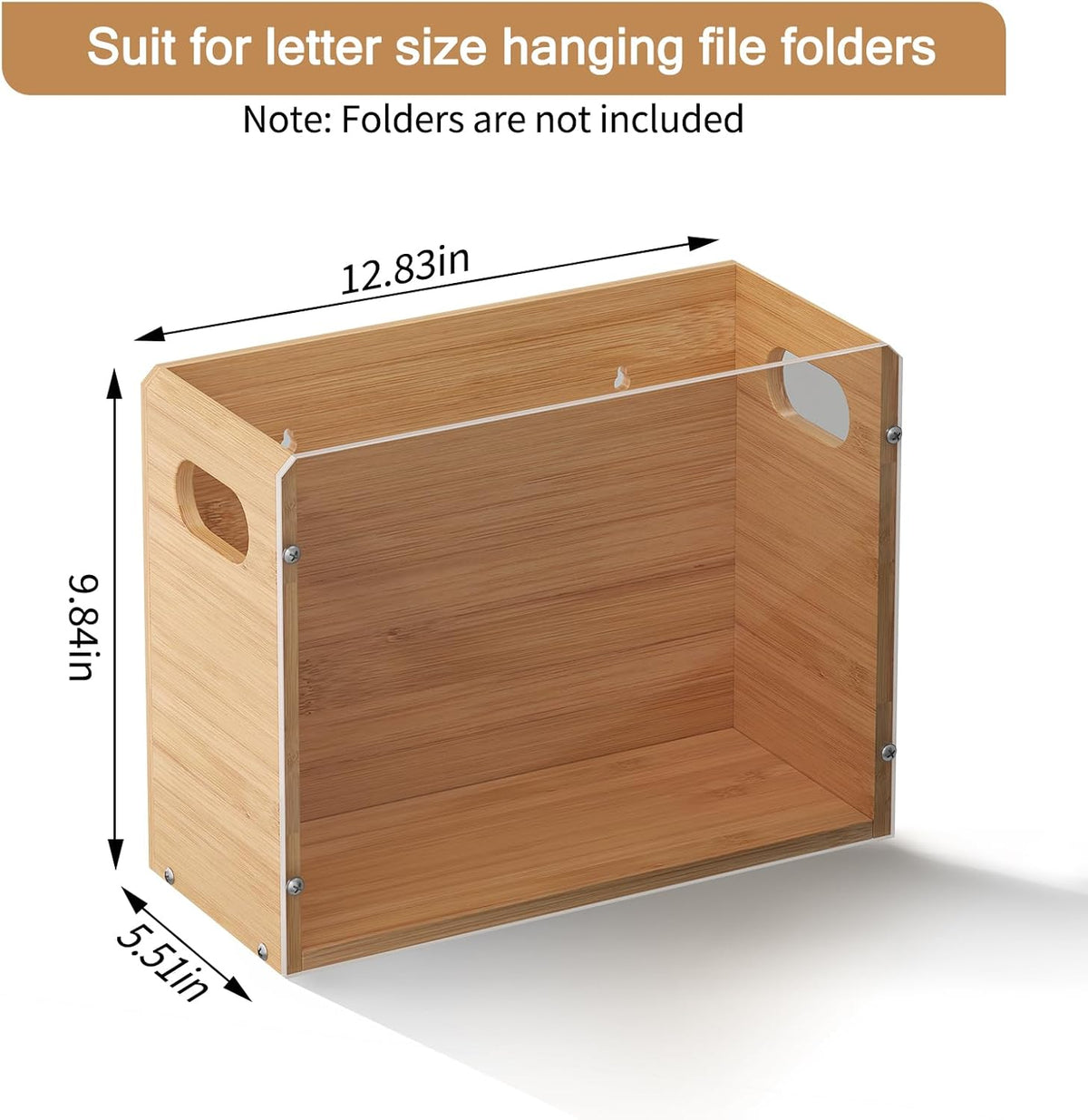Acrylic Wall-Mounted File Organizer (Includes Bamboo Storage Box, 2-Pack)