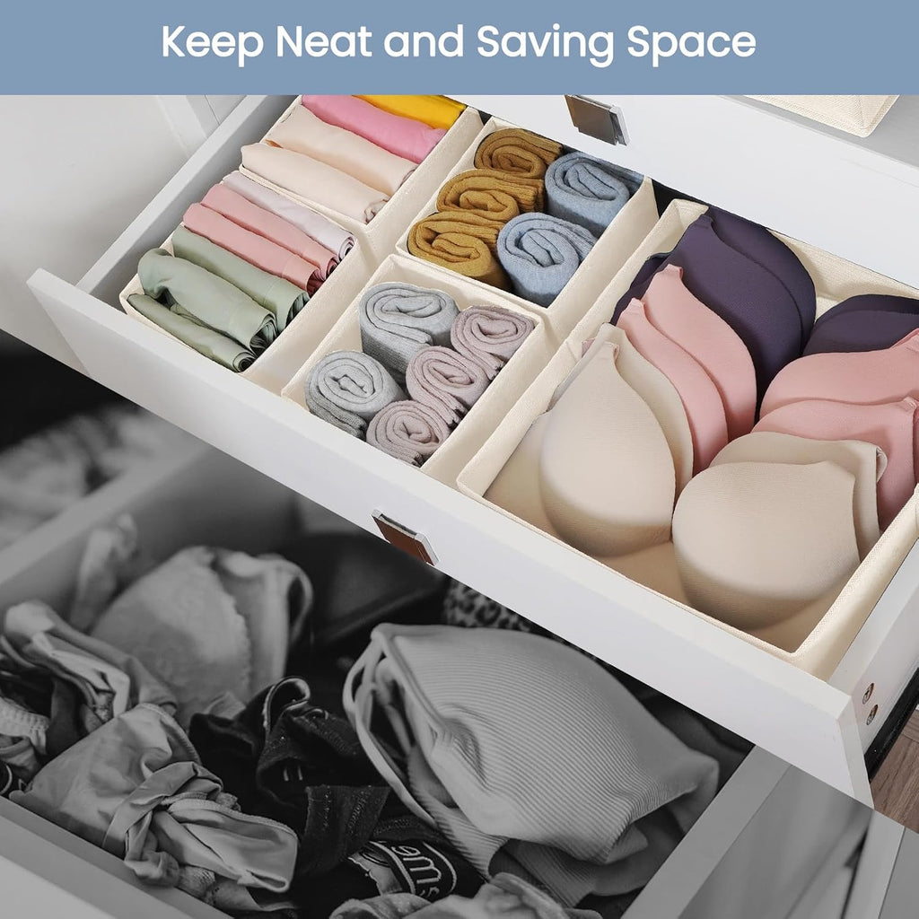 16-Piece Clothing Drawer Organizer Set, Foldable Wardrobe Organizer, Suitable for Clothes, Socks, Scarves, Bras, and Ties