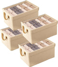 4-Piece Set of Collapsible Storage Boxes with Lids (Beige)