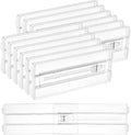 12 Pack Drawer Dividers for Clothes, 4" High 10.2"-16.5" Adjustable Expandable Dresser Drawer Organizer, Clear Plastic Separators for Dresser, Baby Clothing, Underwear, Cosmetic, Toiletries