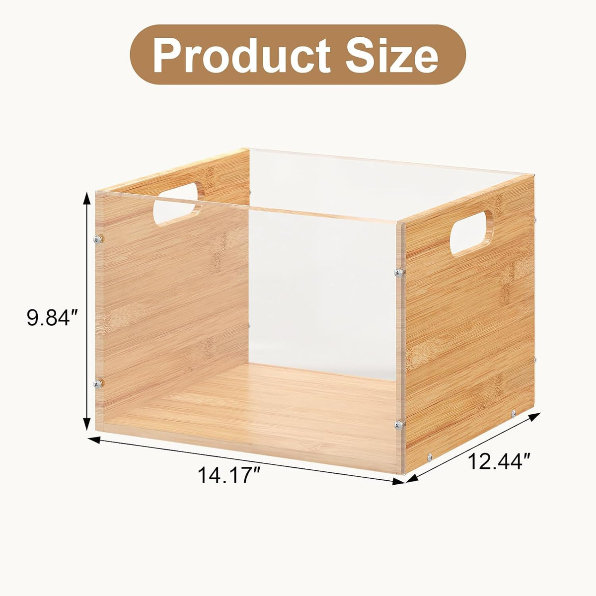 Transparent Acrylic Bamboo Hanging File Organizer (with Handles)