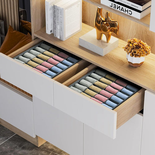 2-Piece Set of 24-Compartment Sock Drawer Organizers, Suitable for Socks, Handkerchiefs, Ties, and Belts
