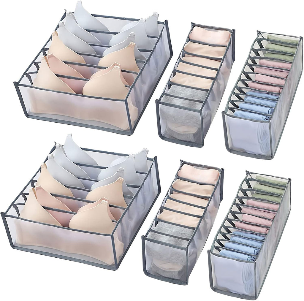 6-Piece Foldable Underwear Drawer Organizer Set, Suitable for Bras, Panties, Ties, and Scarves