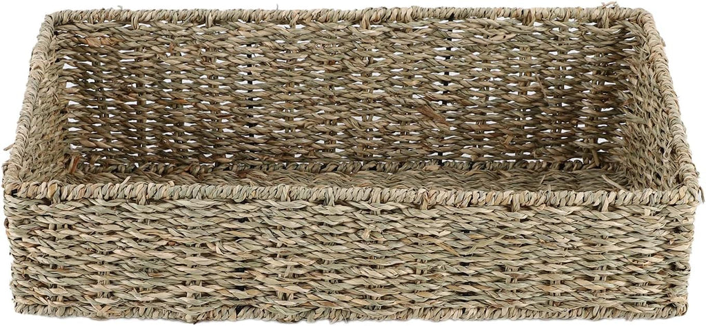 Seagrass Storage Basket, Trapezoid Organizing Bin for Shelves, Pantry, Closet and Home Decor