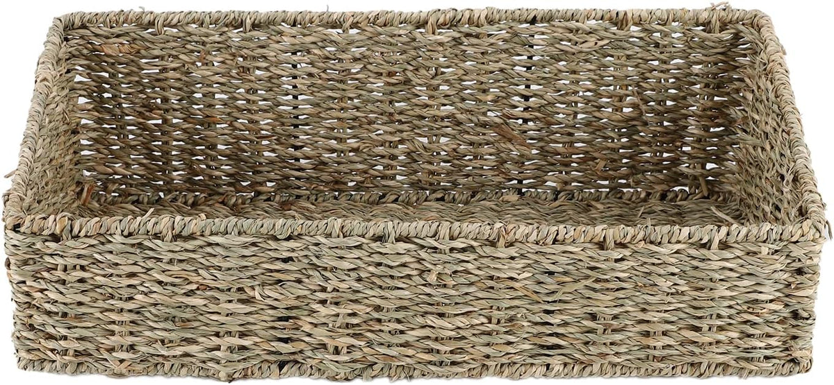 Seagrass Storage Basket, Trapezoid Organizing Bin for Shelves, Pantry, Closet and Home Decor