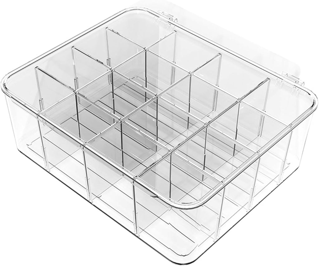 16-Compartment Transparent Plastic Stackable Underwear Storage Box, Suitable for Organizing Bras, Socks, and Other Small Items