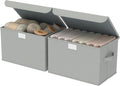 Fabric Storage Box with Lid (Grey, Set of 2)