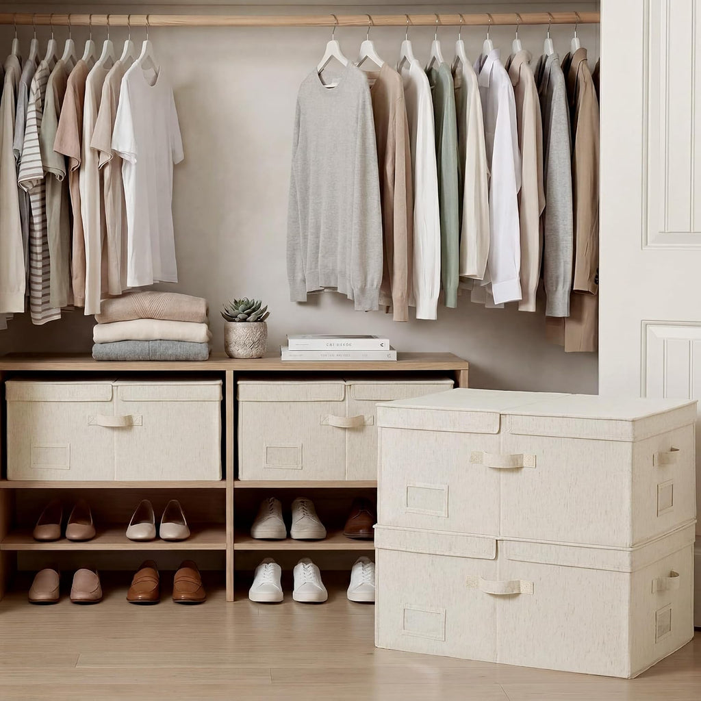 Large Decorative Storage Box with Lid (Rustic Linen Style)