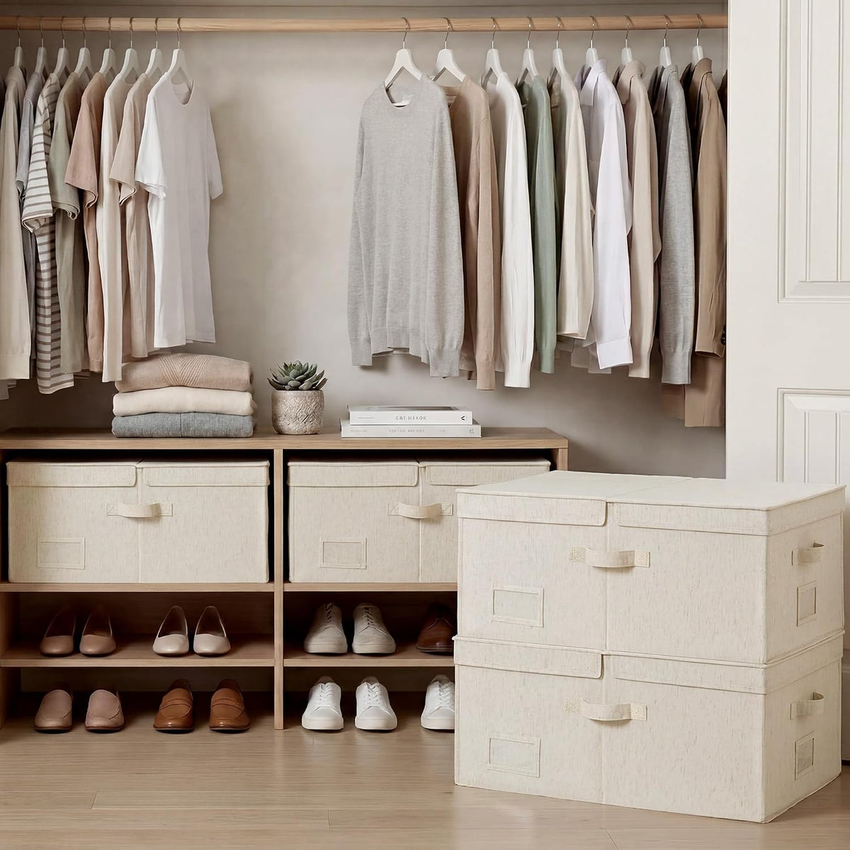 Large Decorative Storage Box with Lid (Rustic Linen Style)