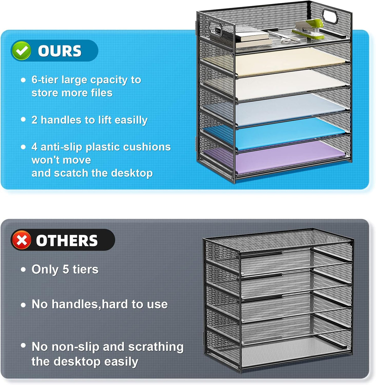 6-Layer Grid Desktop File Organizer