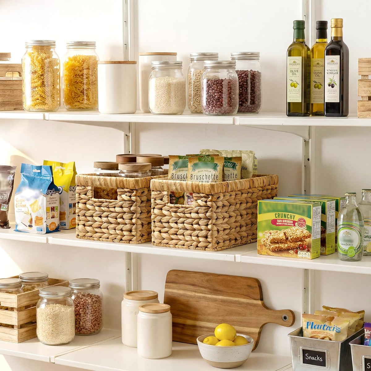 Wicker Baskets, Wicker Storage Baskets for Shelves, 2-Pack