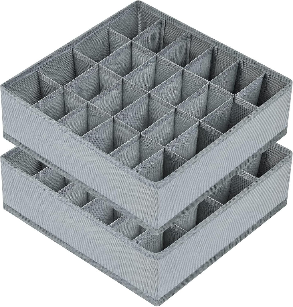 2-Piece Set of 24-Compartment Sock Drawer Organizers, Suitable for Socks, Handkerchiefs, Ties, and Belts