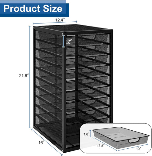 10-Drawer Grid File Organizer (Black)