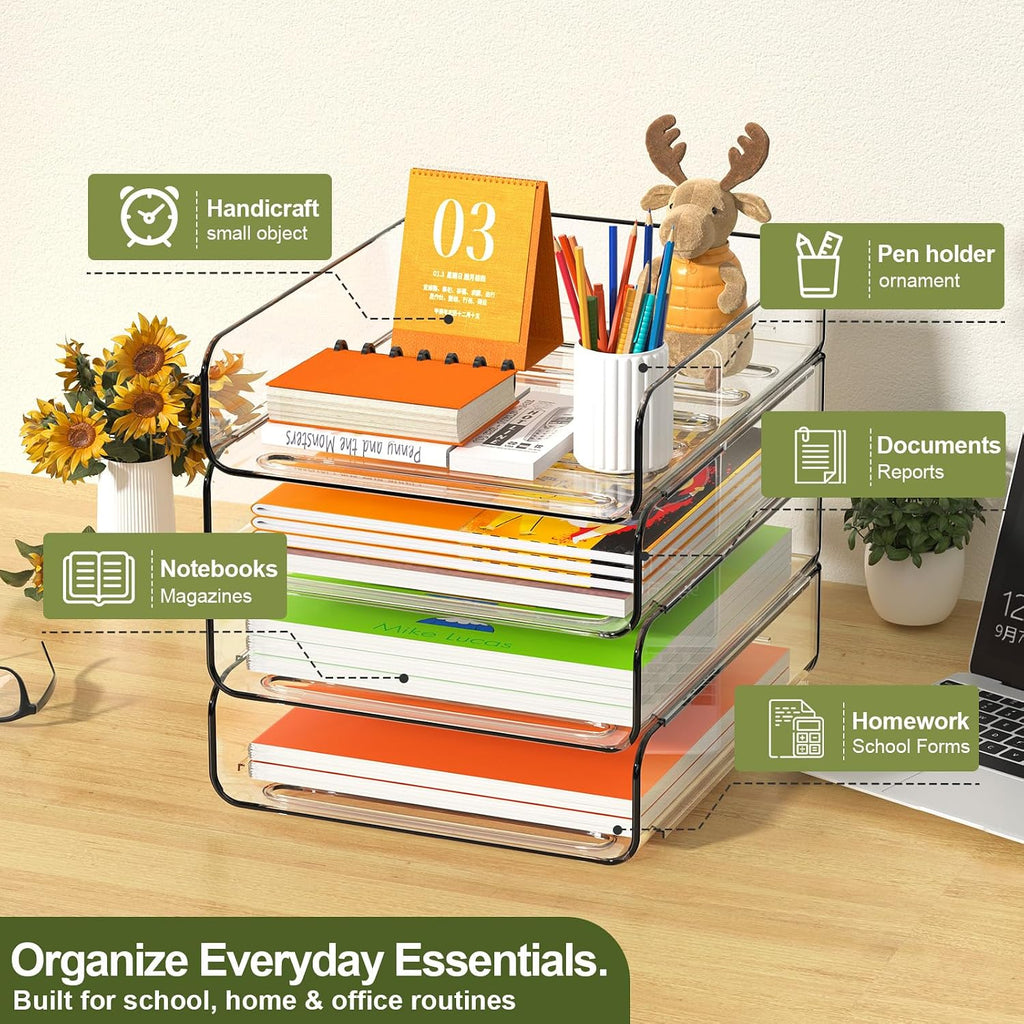 4-Layer Transparent Acrylic Stackable Desktop File Holder