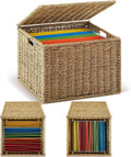 Seaweed Woven Hanging File Organizer (with Lid)