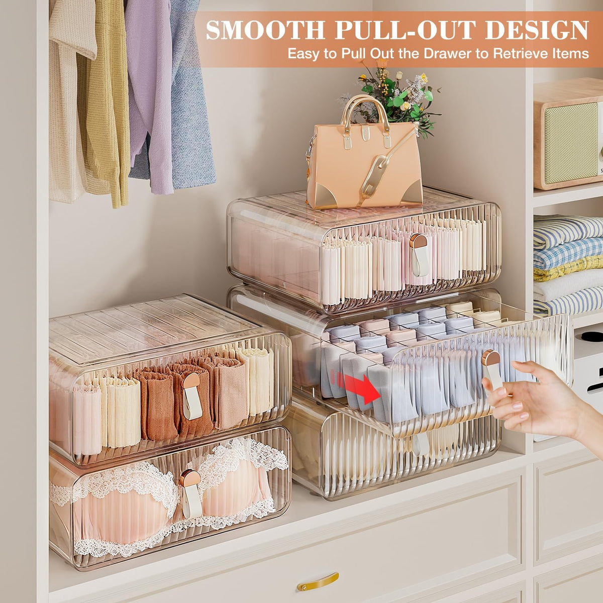 24-Compartment Transparent Acrylic Drawer Organizer with Removable Dividers