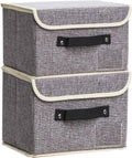 Small Linen-Look Fabric Storage Box with Lid (Set of 2)