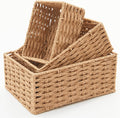 Small Wicker Basket for Organizing, Woven Storage Basket Sets of 3