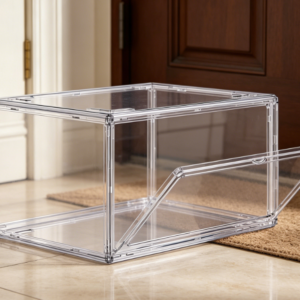Fully Transparent Sneaker Box with Magnetic Door