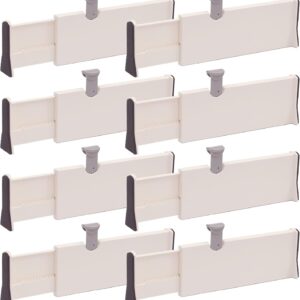 Set of 8 Adjustable Drawer Dividers Organizer Separators Plastic Dresser Organizer for Bedroom, Bathroom, Closet, Office Desk, Kitchen Storage