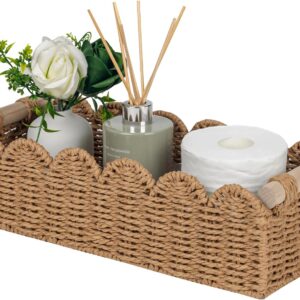Scalloped Toilet Paper Storage Basket W/Handle for Home Decor
