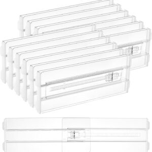 12 Pack Drawer Dividers for Clothes, 4" High 10.2"-16.5" Adjustable Expandable Dresser Drawer Organizer, Clear Plastic Separators for Dresser, Baby Clothing, Underwear, Cosmetic, Toiletries