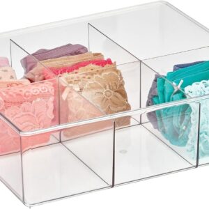 6-Compartment Transparent Plastic Drawer Divider Storage Box, Suitable for Underwear and Bras