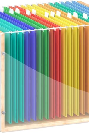 Transparent Acrylic Bamboo Hanging File Organizer (with Handles)