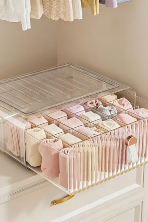 24-Compartment Transparent Acrylic Drawer Organizer with Removable Dividers
