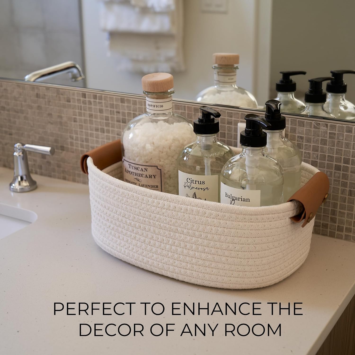 Beautiful Storage Basket Set of 5 - Sturdy Cotton Rope Baskets for Shelves - Image 2