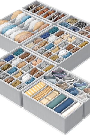 7-Piece Wardrobe Underwear Drawer Divider Organizer Set, Suitable for Bras, Panties, Socks, and Accessories
